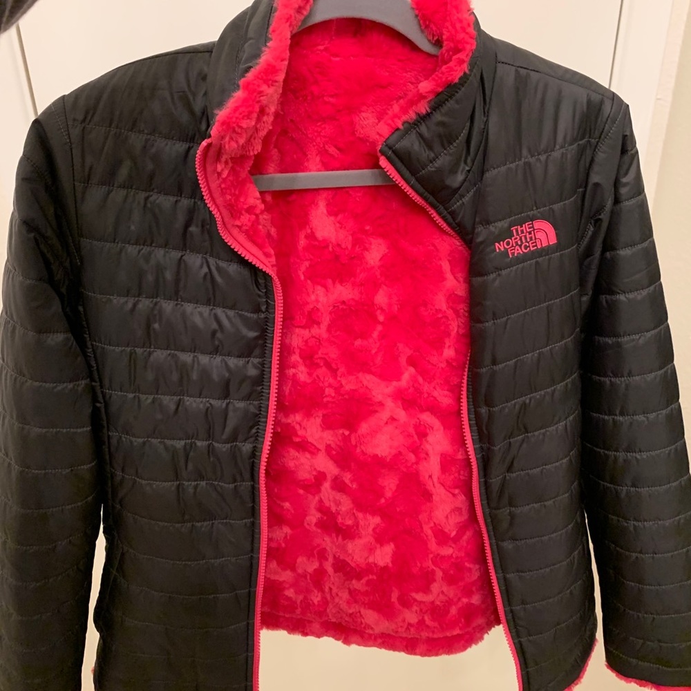 Pink and Black North Face Jacket